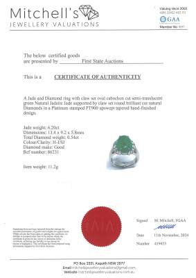 6.20ct Jade and Diamond Ring - 4