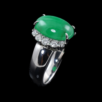 6.20ct Jade and Diamond Ring - 6