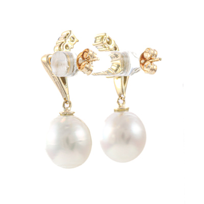 9.4-9.5mm Cultured Pearl & Diamond Earrings - 4