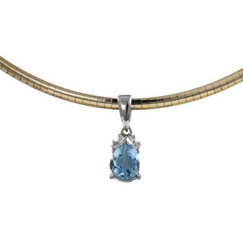 1.04ct Aquamarine and Diamond Pendant