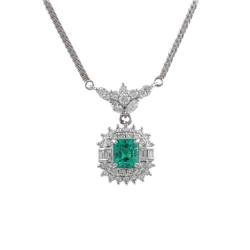 1.36ct Emerald & Diamond Pendant