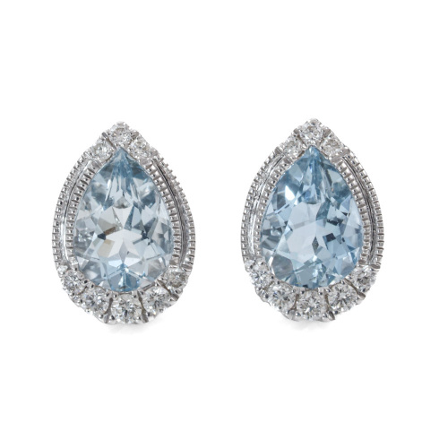 1.28ct Aquamarine and Diamond Earrings