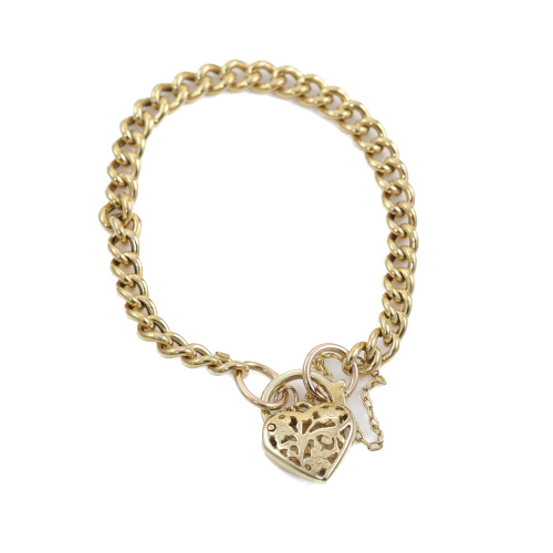 9ct Gold Bracelet with Filigree Padlock