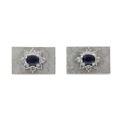 1.32ct Blue Sapphire & Diamond Cufflinks