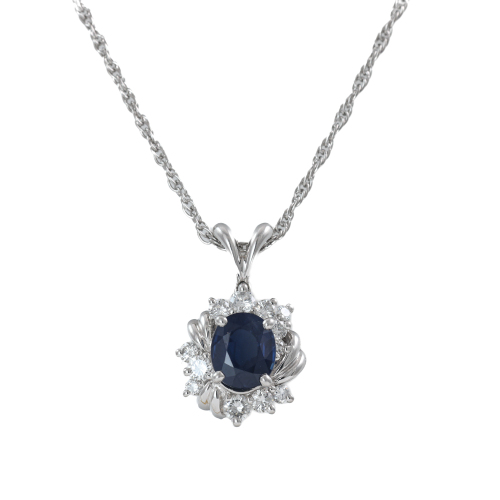 1.71ct Sapphire and Diamond Pendant