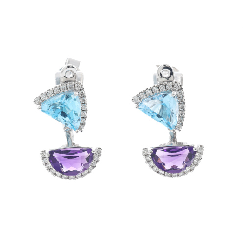 Amethyst, Topaz and Diamond Earrings