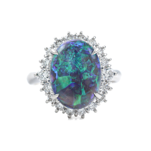 3.75ct Black Opal and Diamond Ring