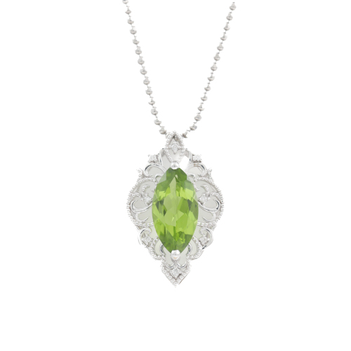 3.72ct Peridot and Diamond Pendant