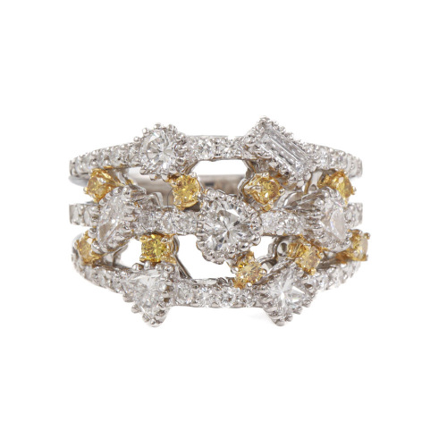 1.37ct White & Yellow Diamond Dress Ring