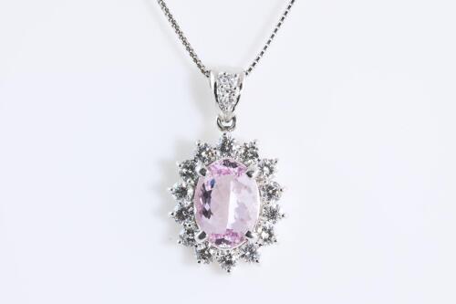 2.41ct Pink Topaz and Diamond Pendant