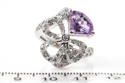 Amethyst & Diamond Ring 18ct White Gold - 2