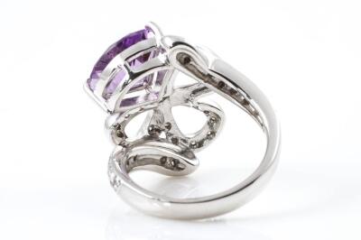 Amethyst & Diamond Ring 18ct White Gold - 4