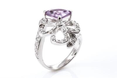 Amethyst & Diamond Ring 18ct White Gold - 5